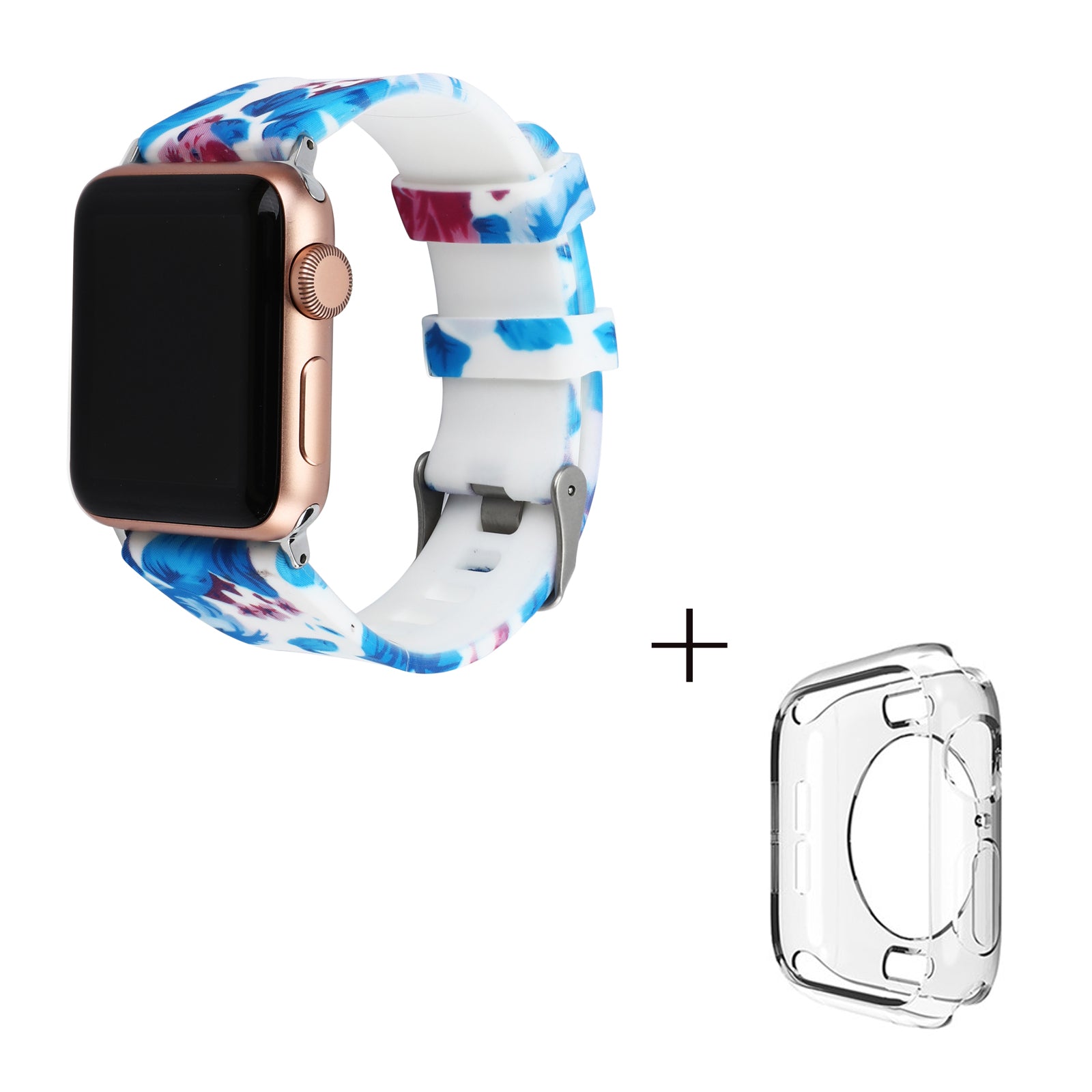 For Apple Watch Series 1 2 3 38mm Silicone Watchband with Transparent TPU Case Pattern Printed Watch Strap For Apple Watch Series 1 2 3 38mm Silicone Watchband with Transparent TPU Case Pattern Printed Watch Strap